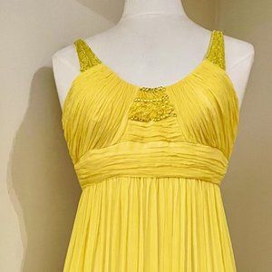 Aidan Mattox Full-length Sun Yellow Silk Chiffon dress
